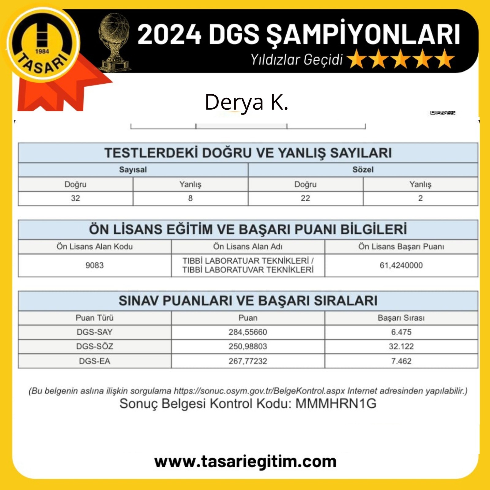 2024 DGS Şampiyonu 15
